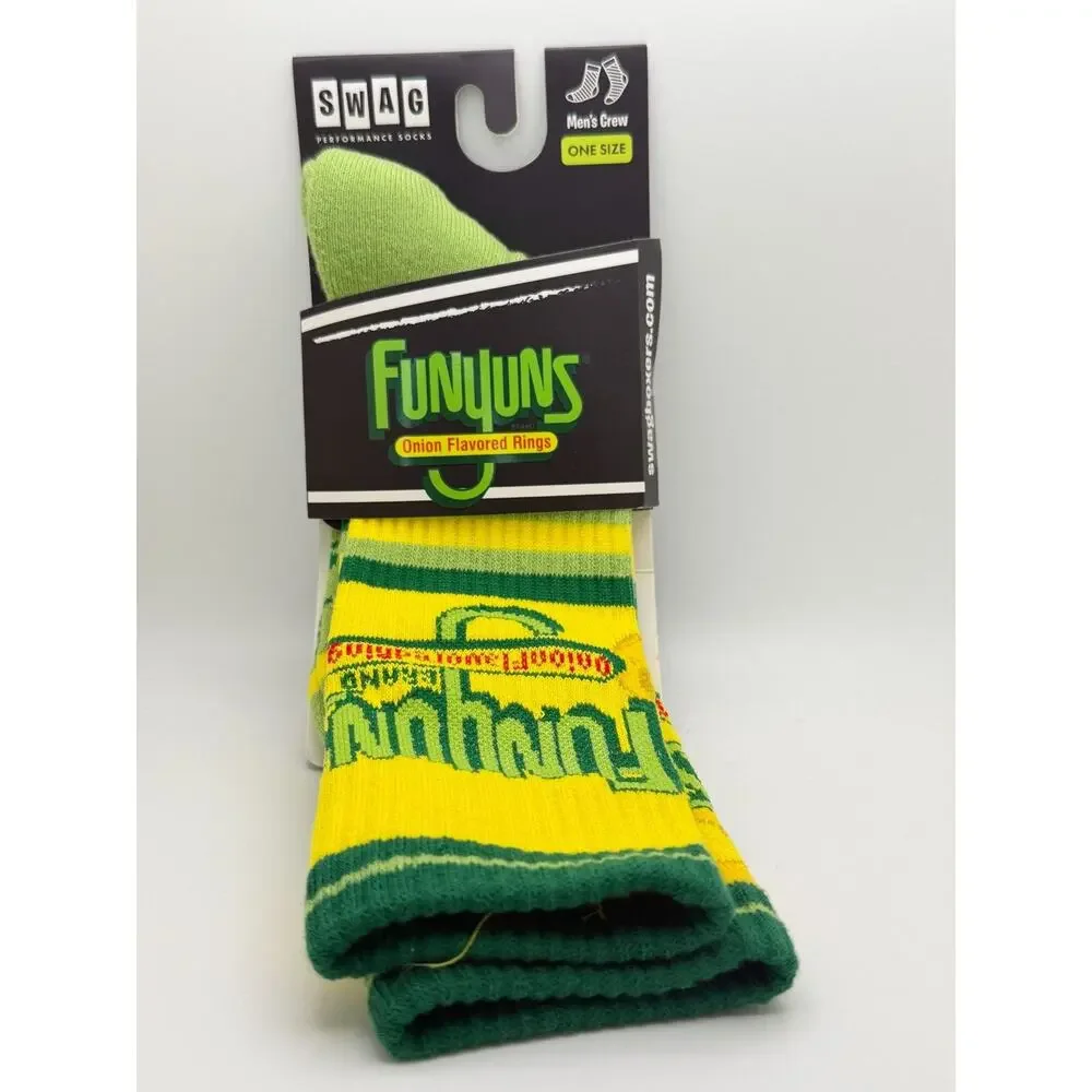Funyuns Onion Flavored Rings Mens Crew Socks Swagboxers Cotton Blend One Size